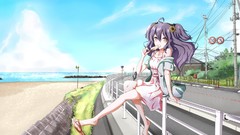 Ice cream Beaches fences jackets sandals purple hair twintails