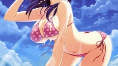 Ice cream blue hair anime girls blue eyes bikini panties boobs 