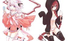 Ice cream long hair anime girls short hair animal ears eyepatch