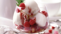 Ice cream raspberries Food