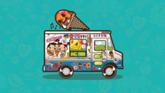 ice cream trucks artwork jared nickerson Simple Background food