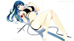 Ice cream white background blue hair long hair anime girls blue 