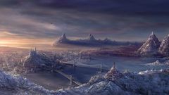 Ice Mountains cityscapes Frozen