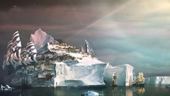 Ice ships guild wars 2 sails icebergs artwork fantasy art 