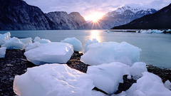 Ice sunrise Mountains nature