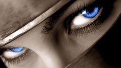 Ice woman close-up blue eyes