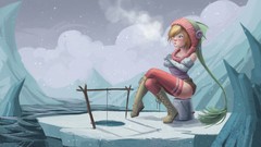Ice woman fishing drawings artwork
