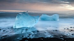 iceberg beach sky stones ice landscape cyan