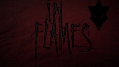 In flames
