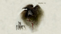 In flames