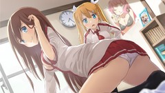 Indoors brunettes panties miniskirts