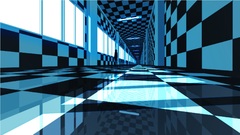 Indoors hallway interior checkered