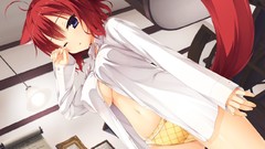 Indoors nekomimi muririn game cg tails redheads panties open 
