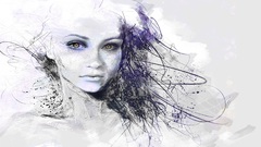 ink digital art Women abstract fantasy art face fantasy girl