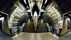 Interior subway architecture stairways