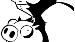 Invader Zim pigs monochrome
