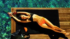 Irina shayk bikini sunbathing swimming pools