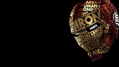 Iron Man black background superhero typographic portraits
