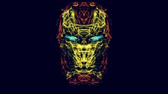 Iron Man blue background superheroes minimalistic artwork 