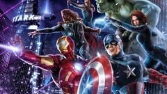 Iron Man comics thor cityscapes captain america Black Widow 