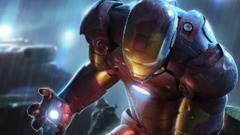 Iron Man marvel comics digital art armor superhero rain