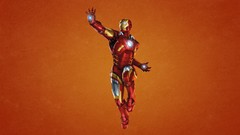 Iron Man orange background artwork Simple Background