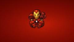 Iron Man red background minimalistic marvel comics