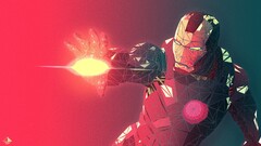 Iron Man red Simple Background digital art polygon art gradient