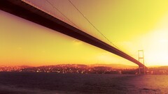 Istanbul bosphorus Bridge sunset construction sunlight water sky