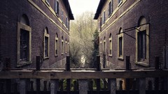 Italy buildings window panes wooden railing
