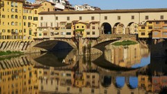 Italy Florence reflections rivers ponte vecchio