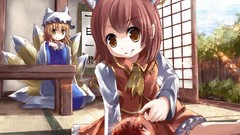 Japan Anime Japanese architecture blondes long hair anime girls 