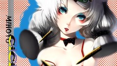 Japan Anime Japanese geisha white hair asians anime girls blue 
