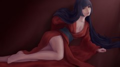 Japan Anime Japanese kimono asians long hair barefoot anime 