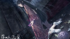 Japan Anime origami kimono asians long hair anime girls black 