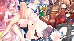 Japan Books Anime glasses Japanese kimono blue hair pink hair 