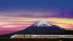 Japan bullet train mount fuji