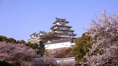Japan Castles cherry blossoms Himeji-Jo Castle Japan The Keep 