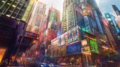 Japan City Lights cityscapes artwork futuristic Jonasdero