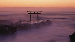 Japan coast rocks mist