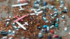Japan destruction cars tsunami airplanes tilt-shift aftermath