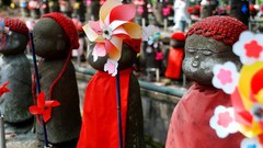 Japan statues ornaments depth of field pinwheels