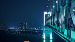 Japan Tokyo City Lights rainbow bridge cityscapes city night