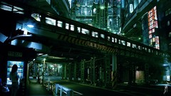 Japan Tokyo cyberpunk cities fantasy art futuristic trains 