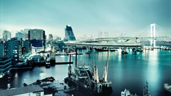 Japan Tokyo rainbow bridge cityscapes