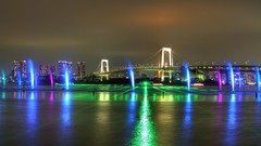 Japan Tokyo rainbow bridge cityscapes Tokyo Tower city night