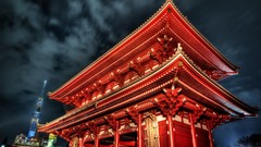 Japan Tokyo Temples buildings night sky Japanese architecture 