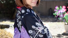 Japanese asians idol models looking back Japanese clothes Aino 