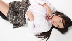 Japanese asians school uniforms Simple Background Rui Kiriyama