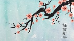 Japanese cherry blossoms artwork